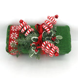 Set of 6 Candy Cane Swirl Christmas Tree Branches (20-inch) - Flexible Red & White Yarn Decor with Bells