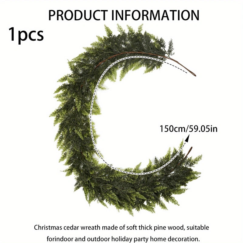 59-inch Realistic Faux Pine & Fern Greenery Garland - Versatile Indoor/Outdoor Decor for Christmas, Mantel & Farmhouse Style