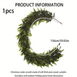 59-inch Realistic Faux Pine & Fern Greenery Garland - Versatile Indoor/Outdoor Decor for Christmas, Mantel & Farmhouse Style