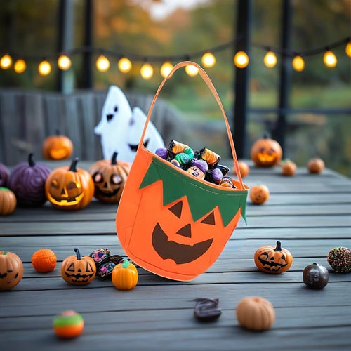 Classic Ghost Halloween Costume Set (2-Piece) - White Cape & Pumpkin Trick-or-Treat Bag