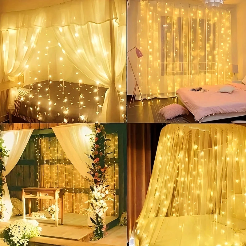 600 LED USB Curtain String Lights with Remote Control - Warm White Fairy Lights for Indoor & Outdoor Ambiance