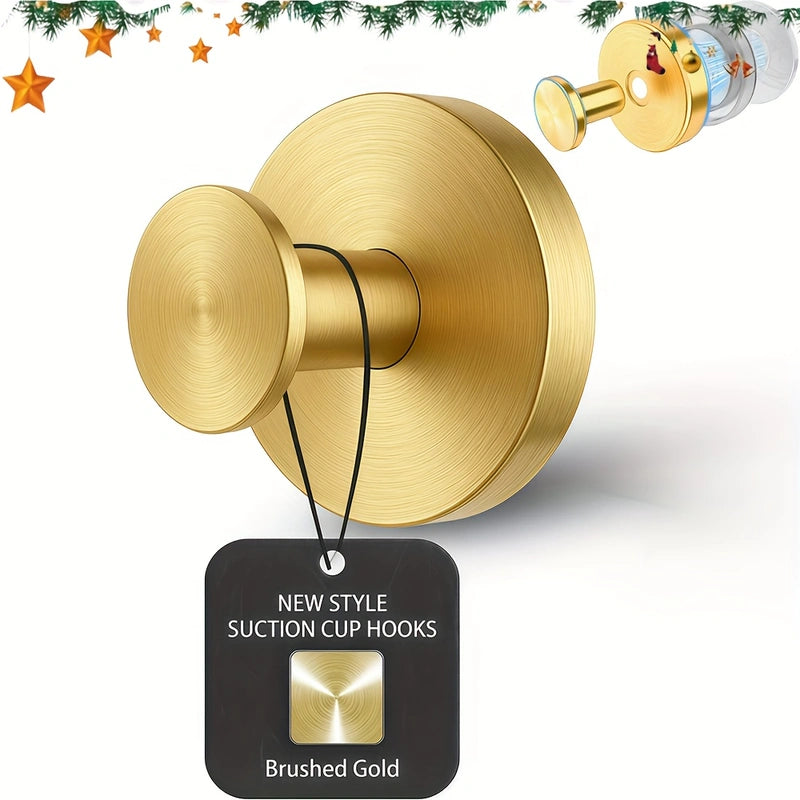 Set of 2 Heavy Duty Suction Cup Hooks (Matte Black) - No-Drill Vacuum Technology Wall Mount for Bathroom, Kitchen & Holiday Wreaths