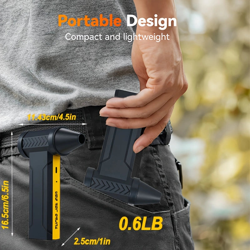 HIPAPPY 130,000 RPM Portable Turbo Jet Blower - 200W Cordless 4-Speed Mini Air Duster for Car Detailing, PC Cleaning & Snow Clearing