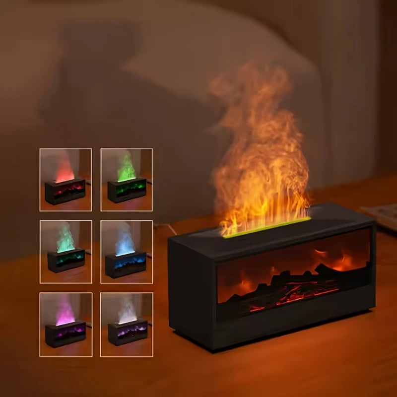 [Colorful Flame] Fireplace Aroma Diffuser & Humidifier - Realistic Flame Effect with Remote Control for Home & Office