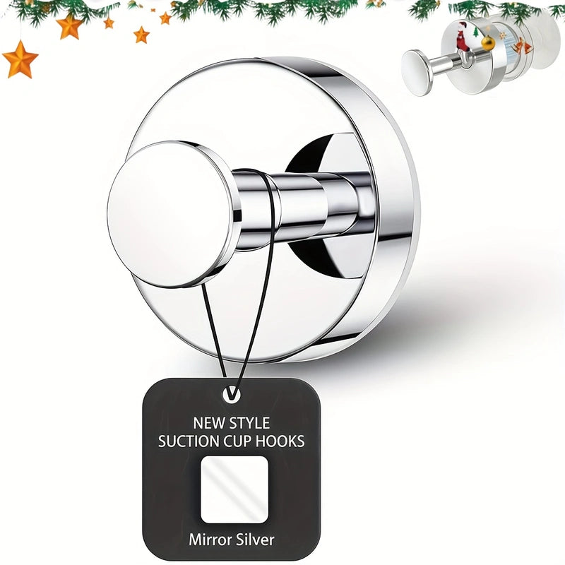 Set of 2 Heavy Duty Suction Cup Hooks (Matte Black) - No-Drill Vacuum Technology Wall Mount for Bathroom, Kitchen & Holiday Wreaths