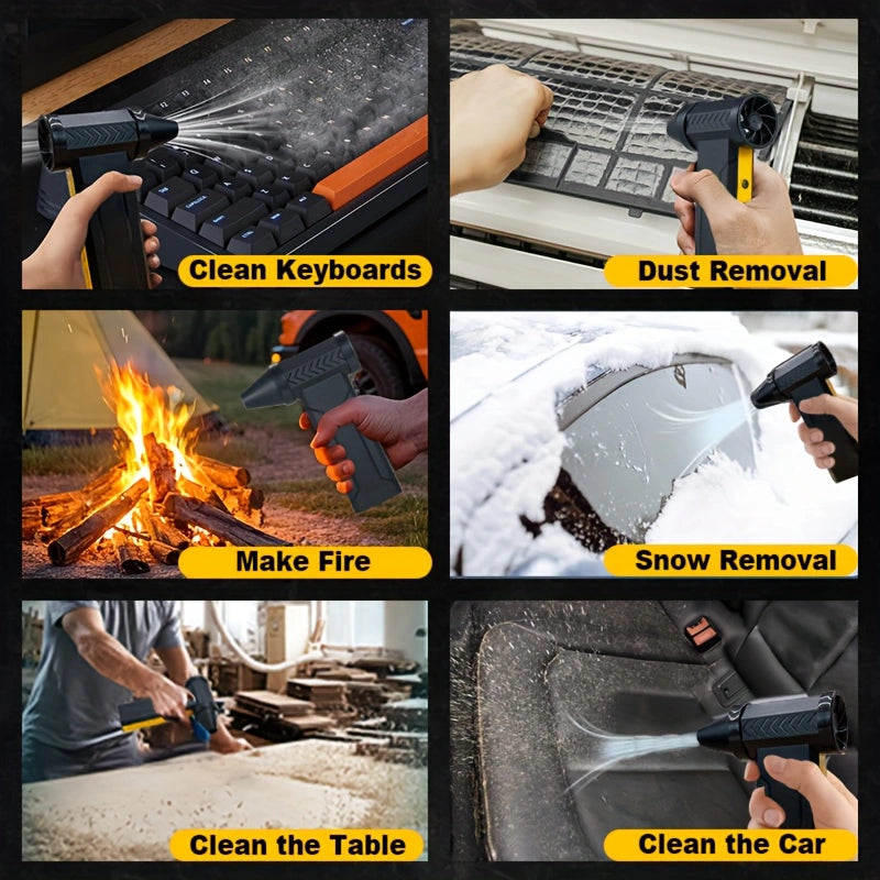 HIPAPPY 130,000 RPM Portable Turbo Jet Blower - 200W Cordless 4-Speed Mini Air Duster for Car Detailing, PC Cleaning & Snow Clearing