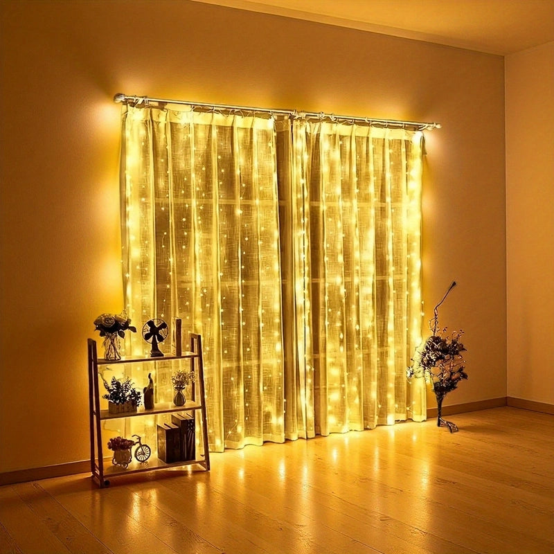 600 LED USB Curtain String Lights with Remote Control - Warm White Fairy Lights for Indoor & Outdoor Ambiance