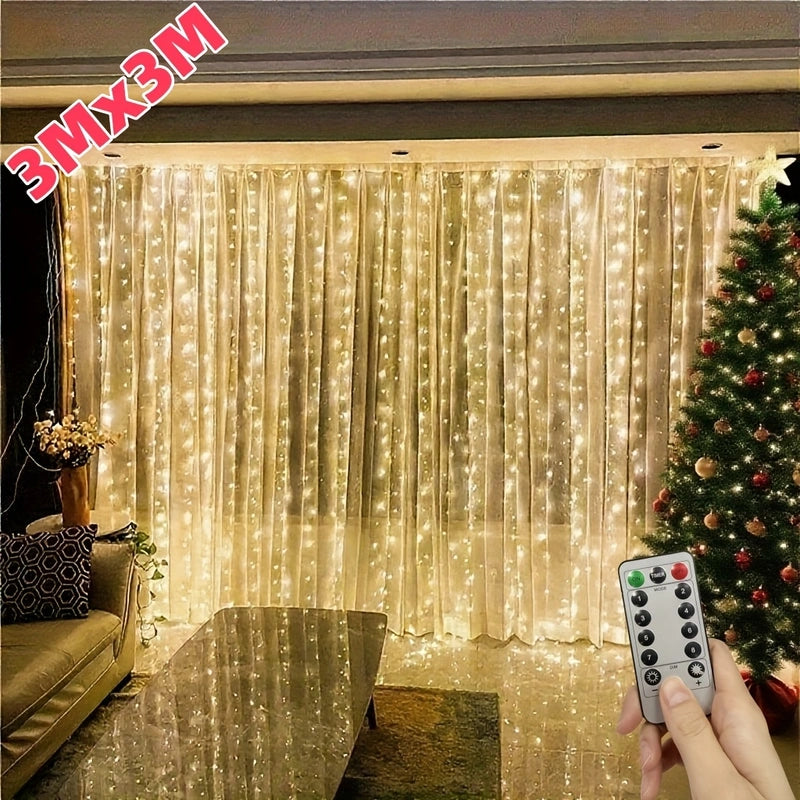 600 LED USB Curtain String Lights with Remote Control - Warm White Fairy Lights for Indoor & Outdoor Ambiance