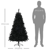 5ft Artificial Christmas Trees With Auto Open And Steel Base, Black
