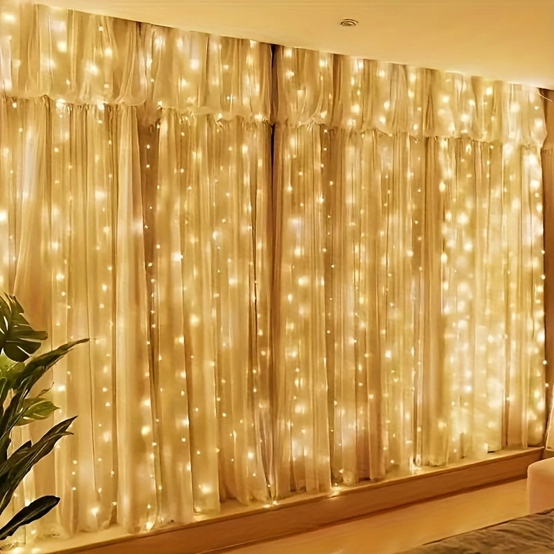 600 LED USB Curtain String Lights with Remote Control - Warm White Fairy Lights for Indoor & Outdoor Ambiance