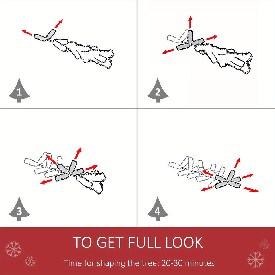 6ft Flocked Pencil Christmas Tree, Slim Artificial Christmas Tree with Red Berries, Pine Cones, 618 Branch Tips and Metal Base, Automatic Open, Green