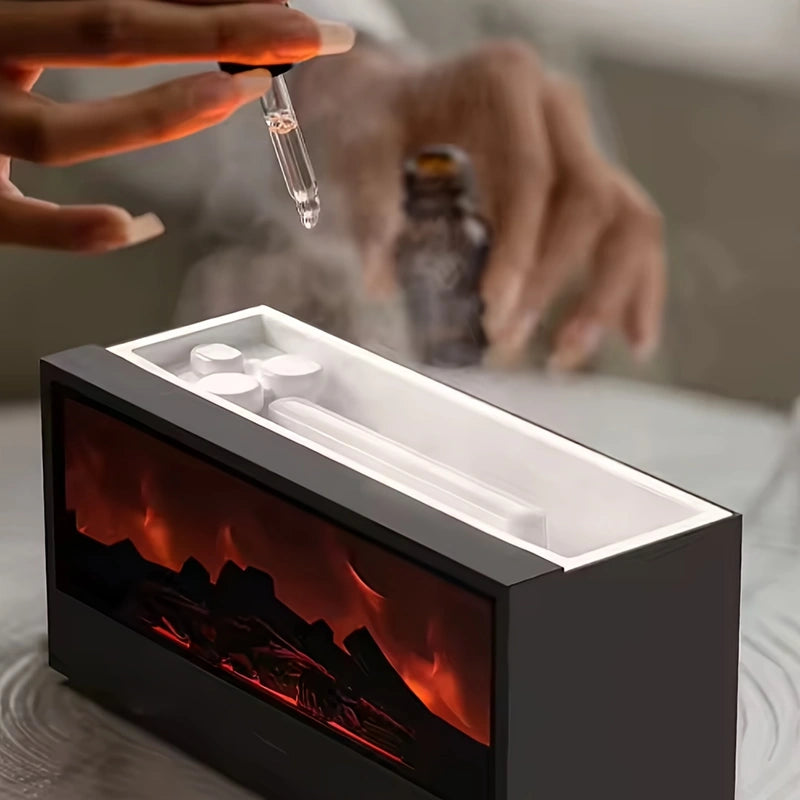 [Colorful Flame] Fireplace Aroma Diffuser & Humidifier - Realistic Flame Effect with Remote Control for Home & Office