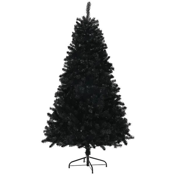 5ft Artificial Christmas Trees With Auto Open And Steel Base, Black