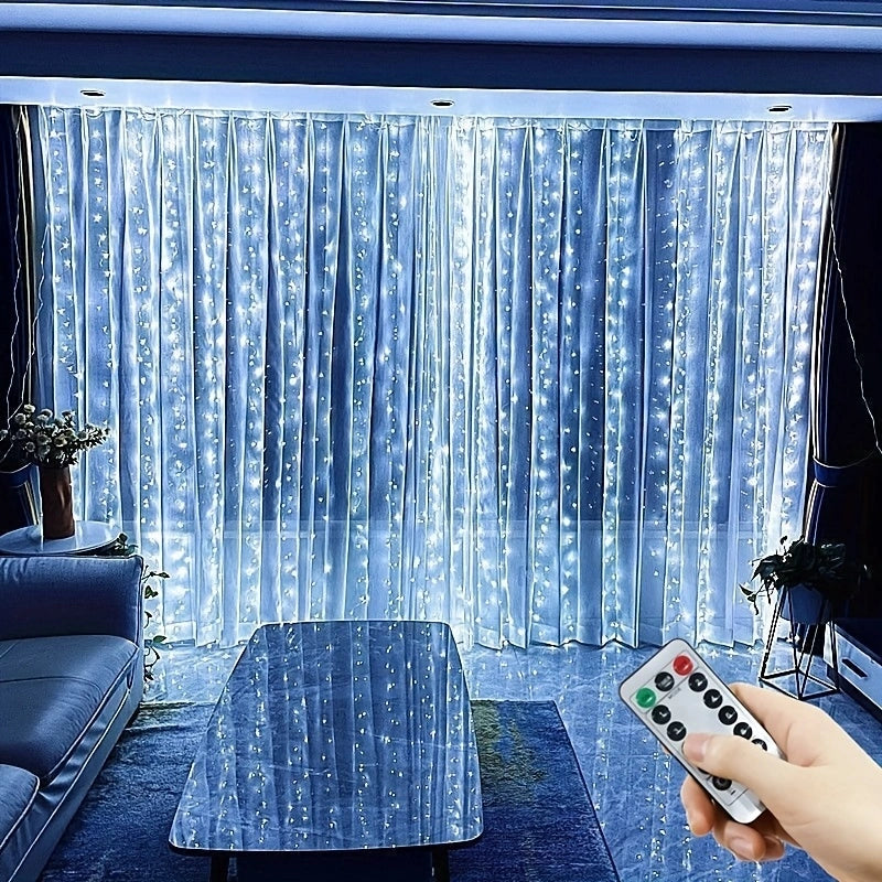 600 LED USB Curtain String Lights with Remote Control - Warm White Fairy Lights for Indoor & Outdoor Ambiance
