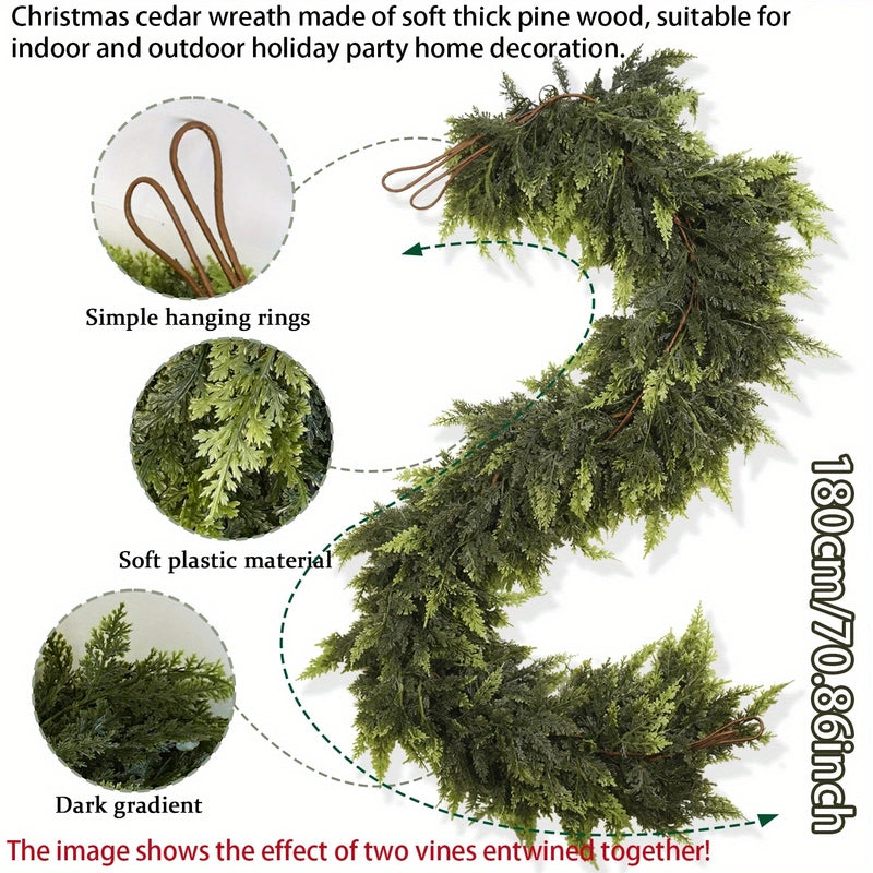 59-inch Realistic Faux Pine & Fern Greenery Garland - Versatile Indoor/Outdoor Decor for Christmas, Mantel & Farmhouse Style