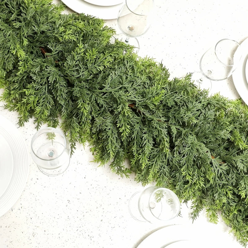 59-inch Realistic Faux Pine & Fern Greenery Garland - Versatile Indoor/Outdoor Decor for Christmas, Mantel & Farmhouse Style