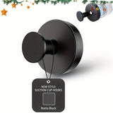 Set of 2 Heavy Duty Suction Cup Hooks (Matte Black) - No-Drill Vacuum Technology Wall Mount for Bathroom, Kitchen & Holiday Wreaths