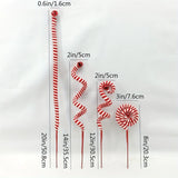 Set of 6 Candy Cane Swirl Christmas Tree Branches (20-inch) - Flexible Red & White Yarn Decor with Bells