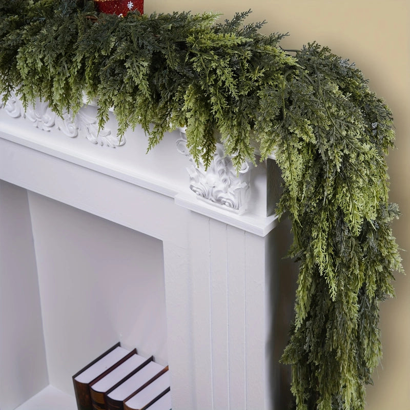 59-inch Realistic Faux Pine & Fern Greenery Garland - Versatile Indoor/Outdoor Decor for Christmas, Mantel & Farmhouse Style