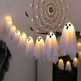 10ft LED Glowing Ghost String Lights - Spooky-Cute Halloween Decor for Indoor & Party Ambiance