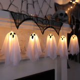 10ft LED Glowing Ghost String Lights - Spooky-Cute Halloween Decor for Indoor & Party Ambiance